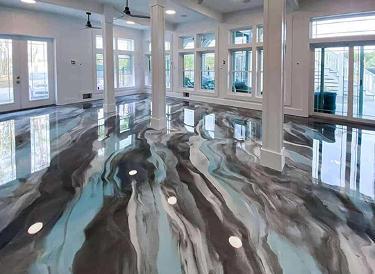 Elegant Metallic Epoxy Floor Finishes For Homes